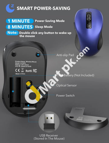 Wireless Mouse G1307E 2.4Ghz Ergonomic Computer With Usb Receiver And 3 Adjustable Levels 6 Button